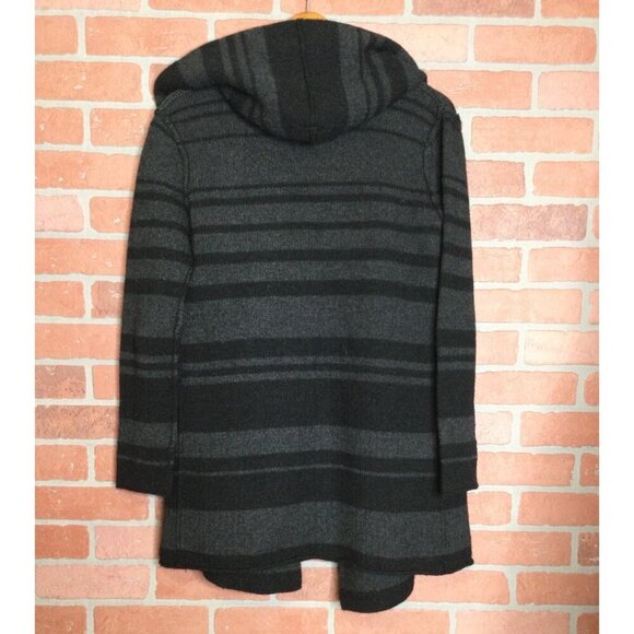 Vince Womens XS Black & Gray Striped Hooded Cardigan Sweater - Picture 3 of 9